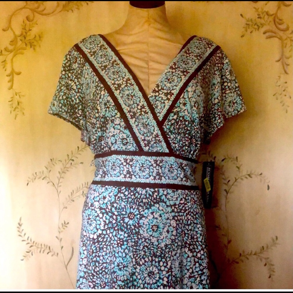 Brown and teal dress